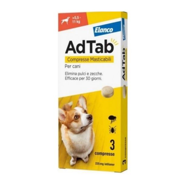 Adtab per cani da 5,5 a 11kg 3 Compresse Masticabili 225mg
