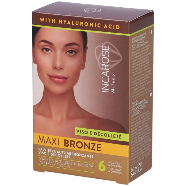 Maxi Bronze Salviette Autoabbronzanti Viso e Decolletè 6 Pezzi